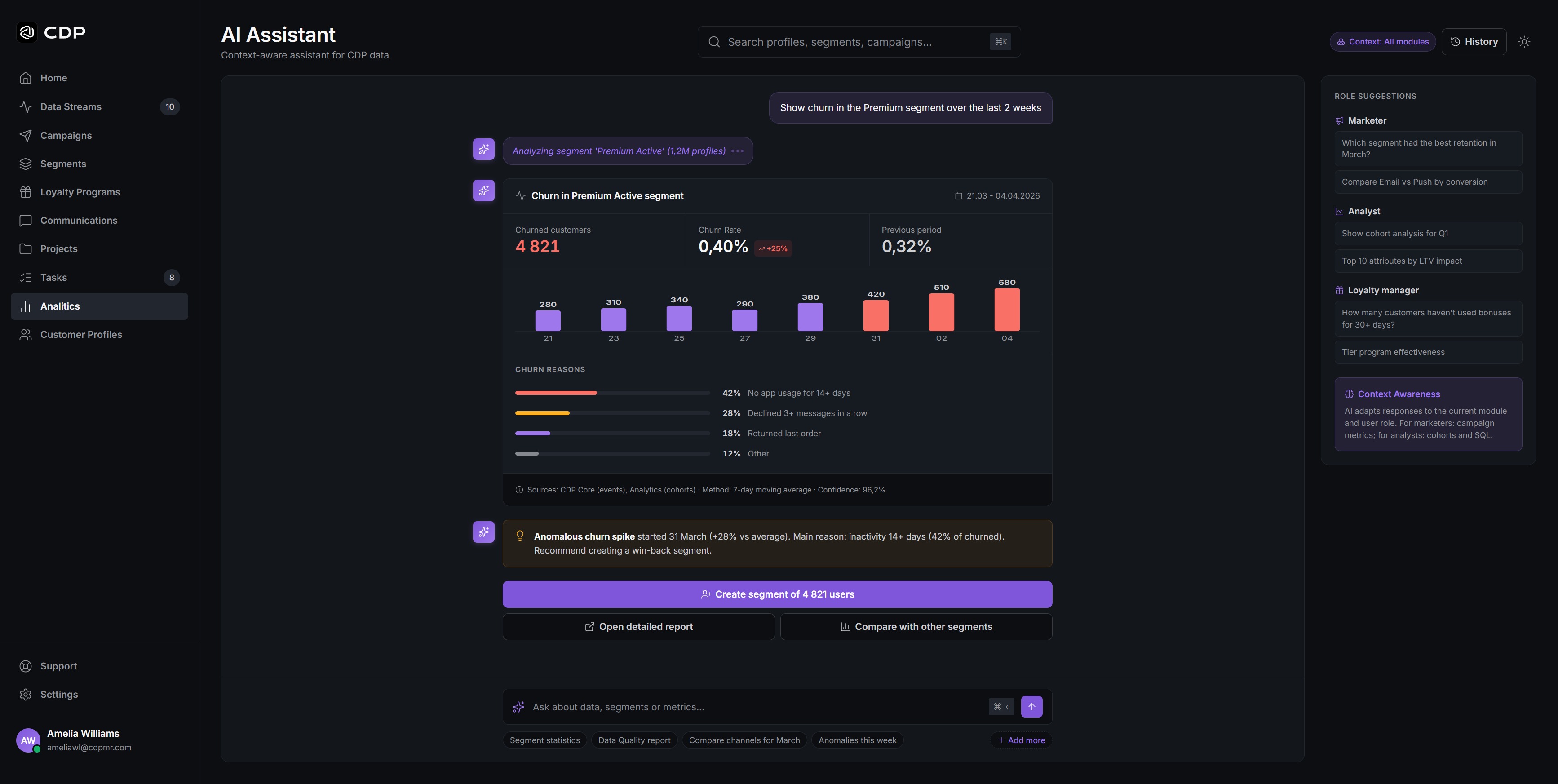 CDP AI Assistant, тёмная тема