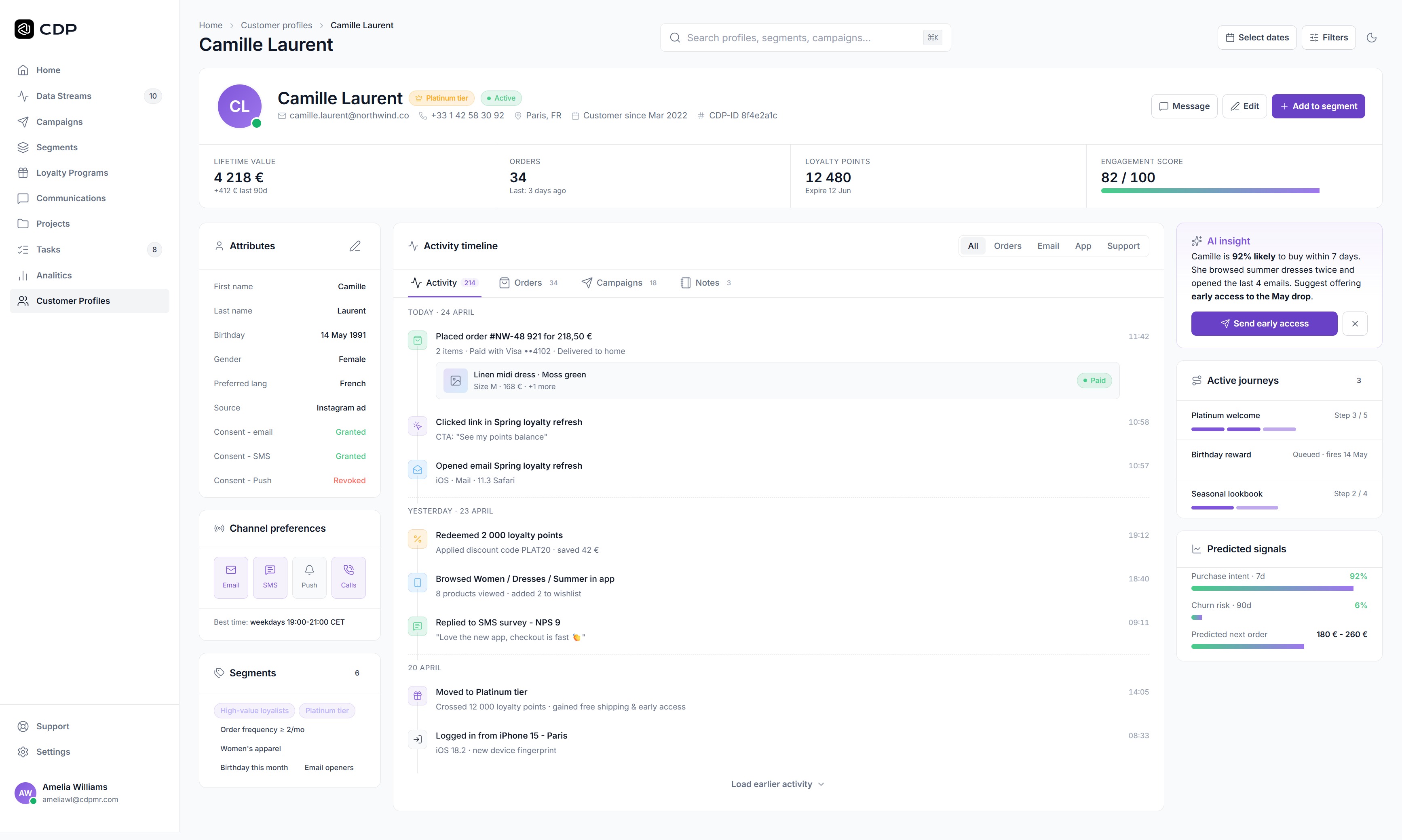 CDP Customer Profile 360, светлая тема