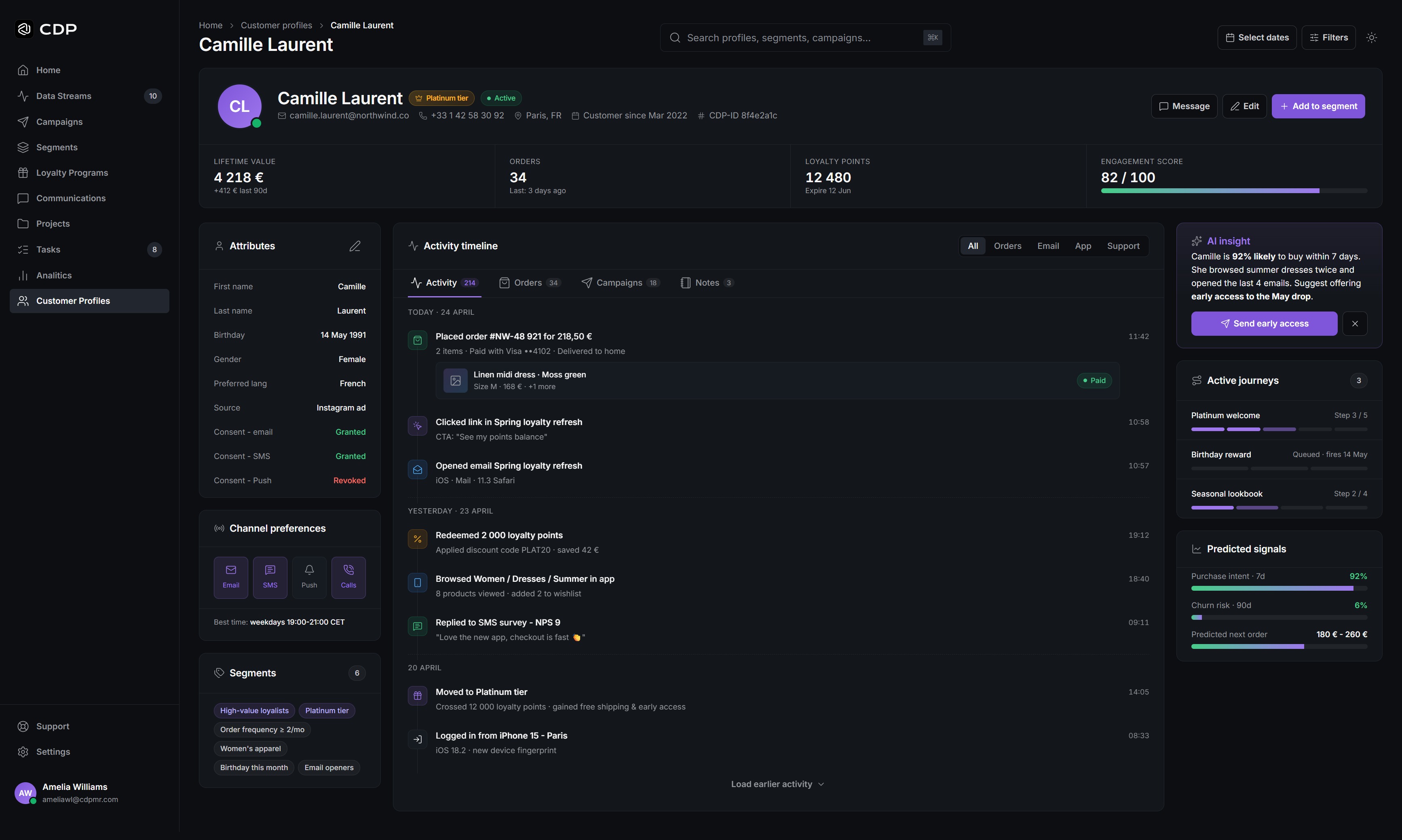 CDP Customer Profile 360, тёмная тема