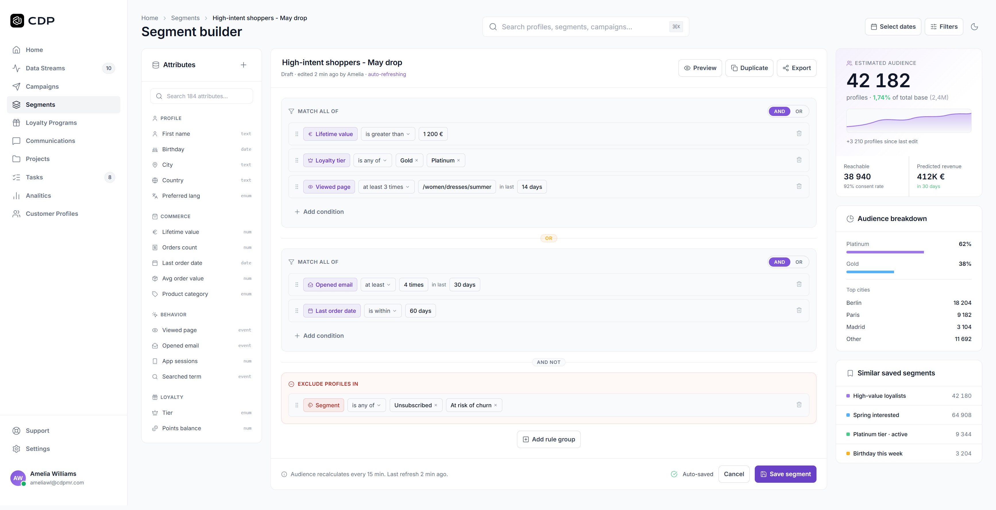 CDP Segmentation Builder, светлая тема